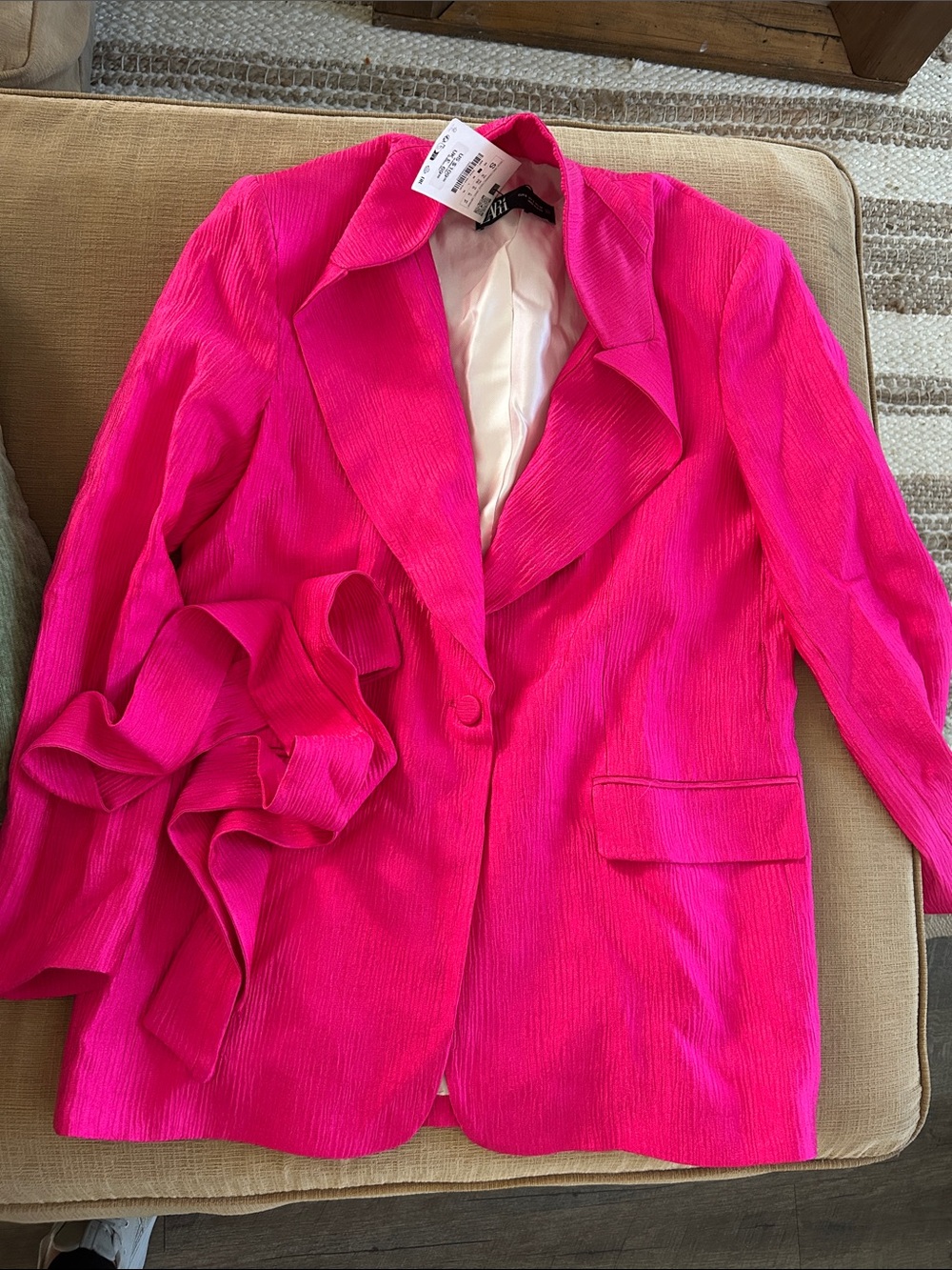 Zara Hot Pink Wide-Leg Jumpsuit with Belted Blazer - Picture 7 of 8